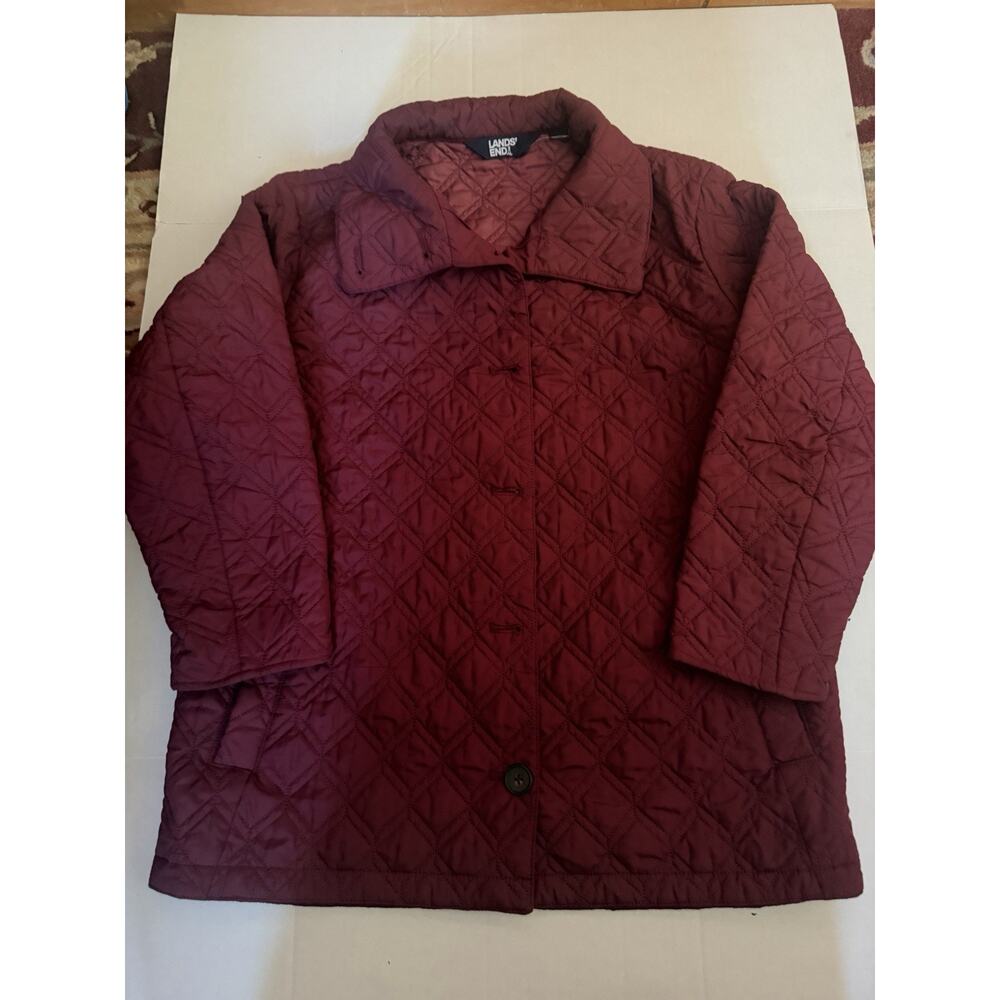 Lands' End women's quilted jacket in a cranberry